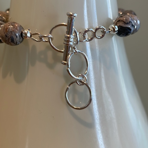 HAND CRAFTED GRAY FACETED AGATE BOHO BRACELET Gray Agate Stones Silver Plate - Picture 6 of 14